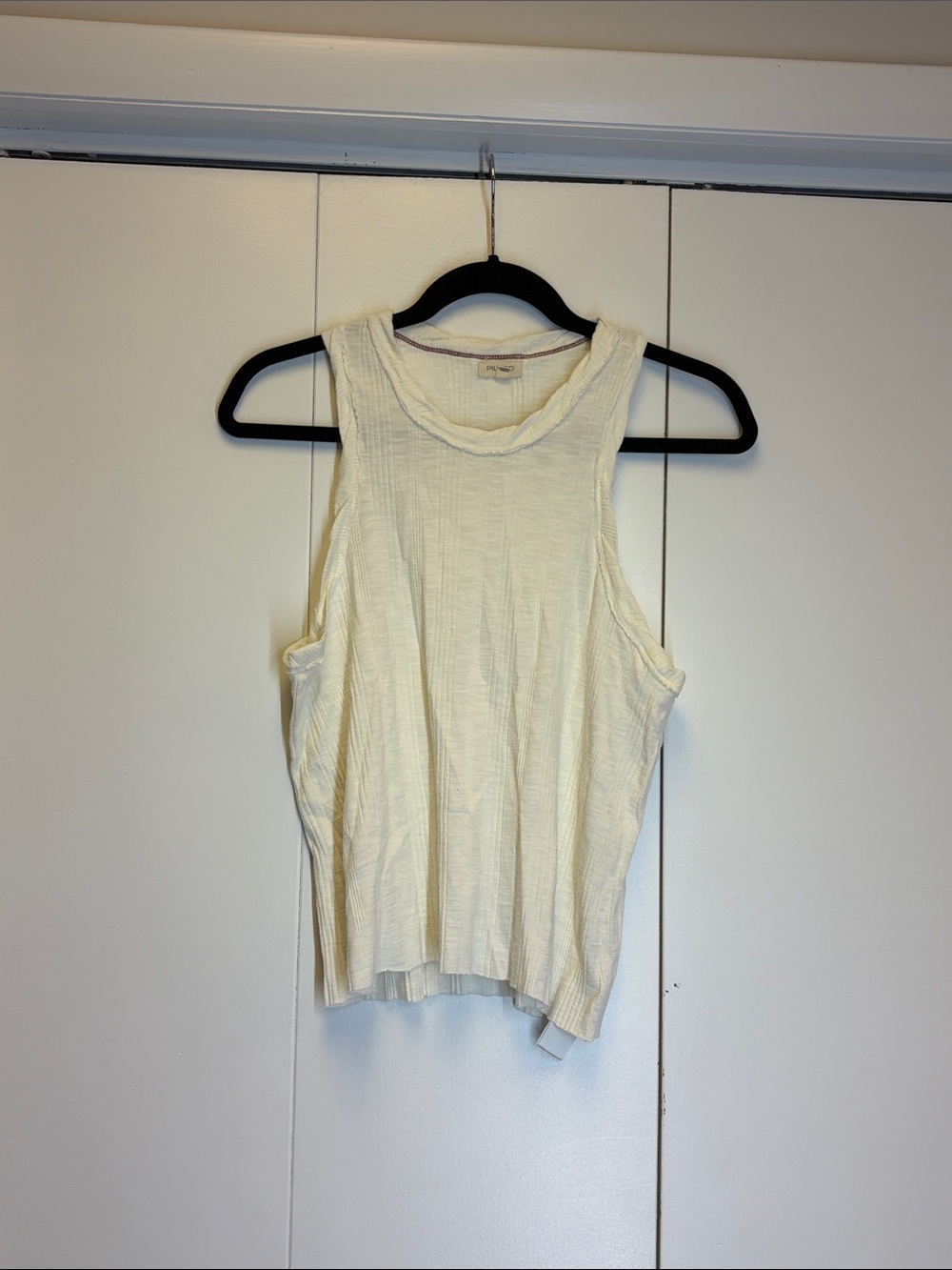Pilcro Off-White Ribbed High Neck Tank